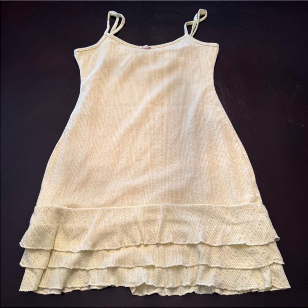 Cream Sleeveless Dress with Ruffle Hem